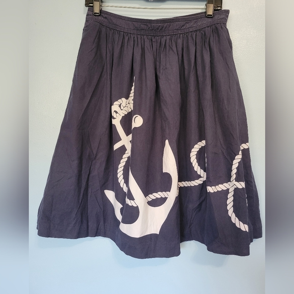 J. Crew Anchor Print Blue Skirt Size 4